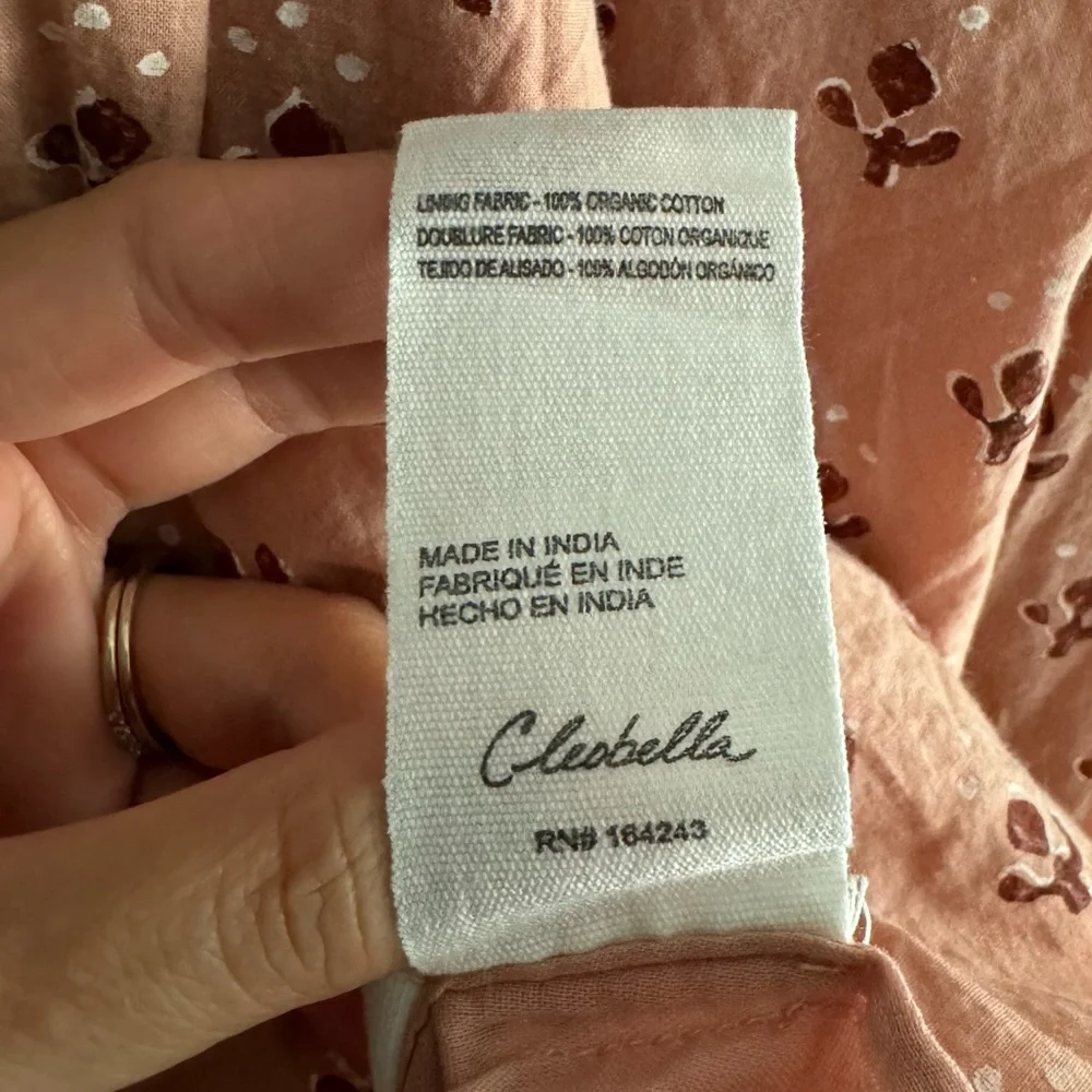 Cleobella Sybil Pink Floral Puff Short Sleeve Lined Babydoll Mini Dress Size L - Picture 13 of 14